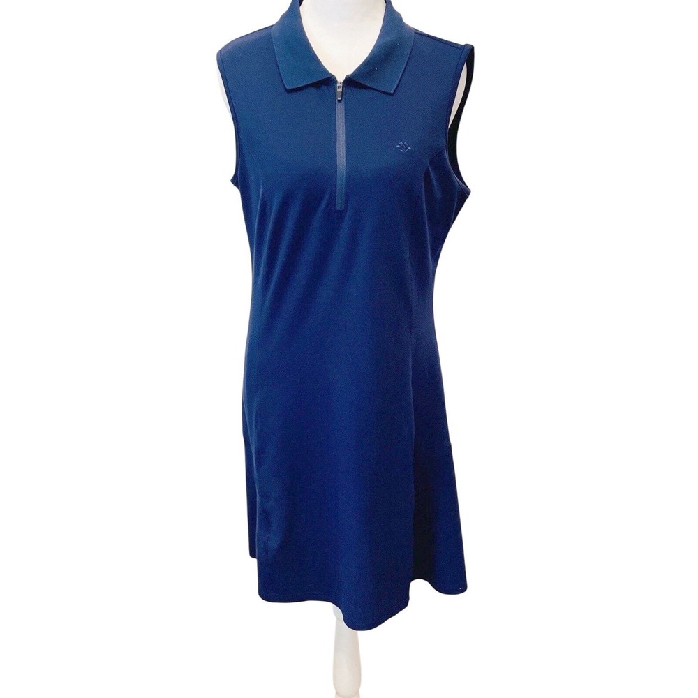 MoFiz Womens Navy Blue Sleeveless Polo Dress Quarter Zip Athletic Size Medium